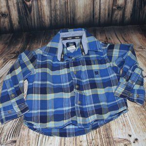 Boys XS 20X Blue Plaid Long Sleeve Dress Shirt